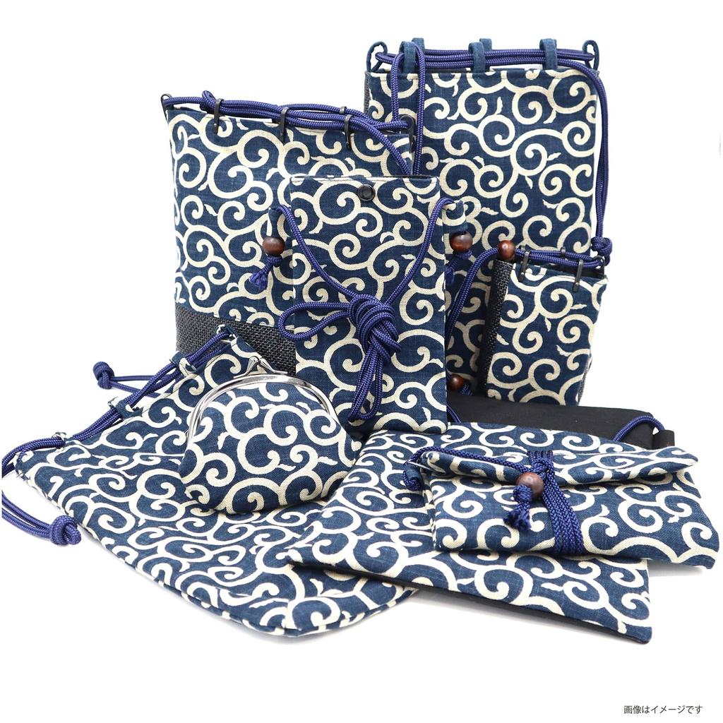 Maruzen Smartphone-Tasche, Smartphone-Zubehör-Etui, Arabeskenmuster, Hergestellt in Japan, Marineblau, ca.. 10 x 18 x 0,5 cm