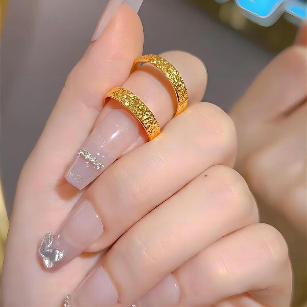 Women's Gold-Plated Titanium Steel Ice Ring - Elegant Niche Design for Couples