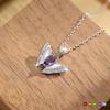 Natural Crystal Stone Butterfly Pendant S925 Sterling Silver Light Luxury Necklace Women's Niche High-End Clavicle Chain Gift