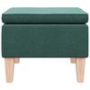 Footstool with Wooden Legs Dark Green Fabric