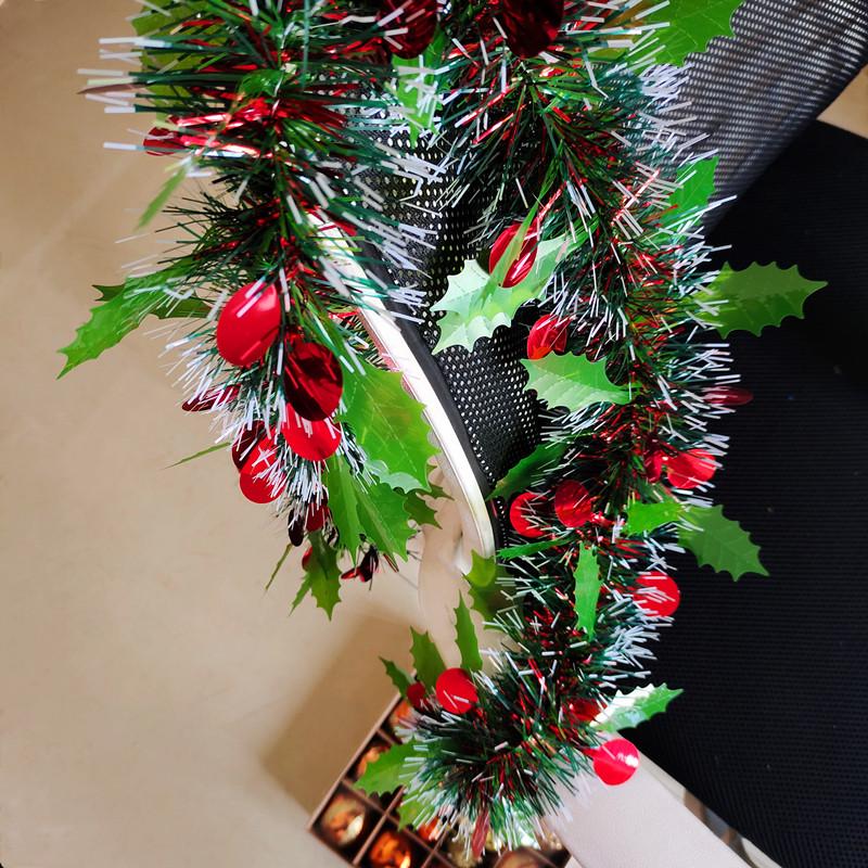 Christmas Ribbon Garland & Ornaments: Rattan, Leaves, Snowflakes & Tinsel for Decoration