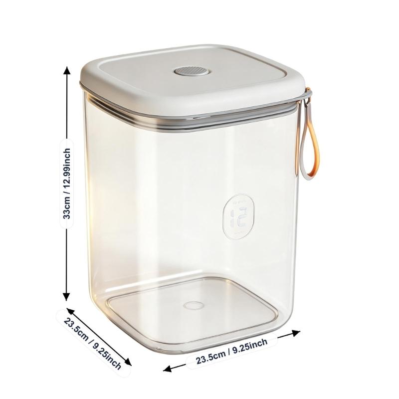 Vacuum Pet Food Storage Container with Top Lid Control, Clear PET Body and Multiple Latches for Controlled Dry Food Storage Between Feedings
