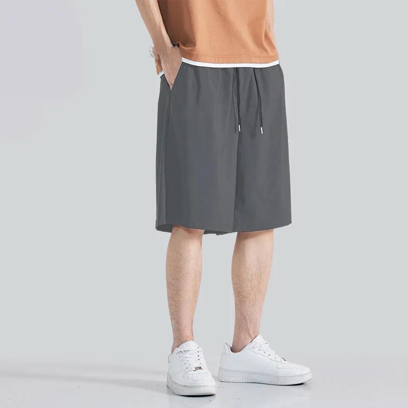 Herren Casual Schwarze Eisseide Sportshorts - Leicht & Locker Geschnitten