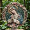 Aluminum Metal Tin Sign Glam Style Mary Themed Round Wall Decor Gift