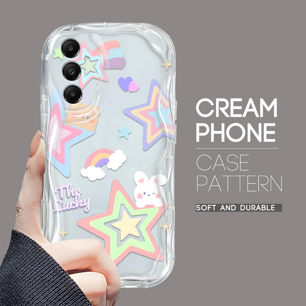 Cute Cartoon Pattern Cream Texture Casing Wavy Edge Soft Silicone Cover Phone Case for Samsung