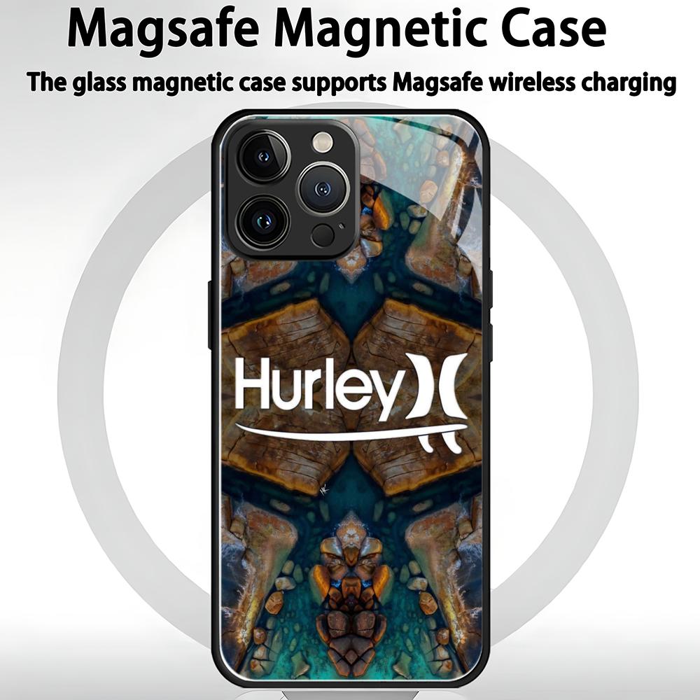 Hot Brand Hurley Phone Case For iPhone 17 air 16 e 15 14 13 12 11 Plus Mini Pro Max Glass Magnetic Case