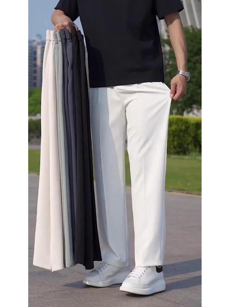 2024 Men's Trendy High Street Nine-Point Suit Pants - Large Size, Straight Fit