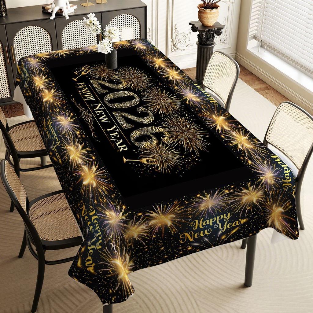 Happy New Year 2026 Tablecloth, Atmospheric Photo Backdrop, Home Decor Placemat, Nordic Style Cover Cloth