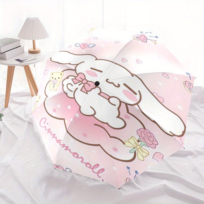 Pink Cinnamoroll Cartoon Cartoon Umbrella, Portable 3-Fold Compact Umbrella, Suitable for Camping, Hiking and Travel, Ideal Easter Birthday Gift for F