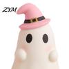 Pumpkin Ghost Ornament Cute Halloween Resin Figurine, Candy Witch Hat Home Accessory Desk Decor for Girls, Pink White Kawaii Tabletop Figurine