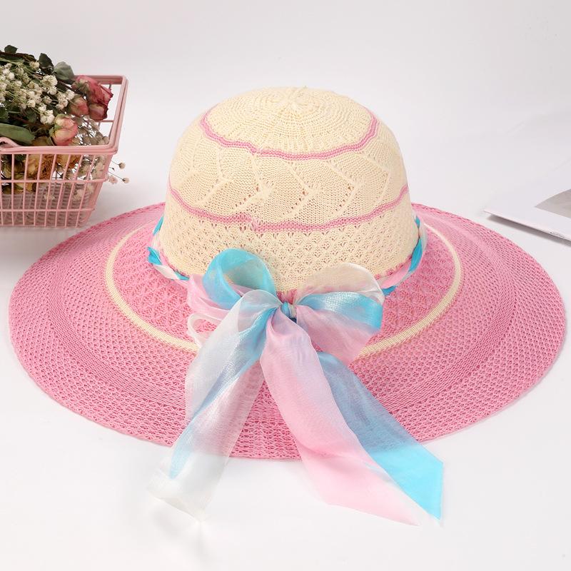 Big Eave Women's Spring and Summer Sun Visor Hat, Beach UV Resistant Straw Hat, Foldable Sun Protection Sun Hat