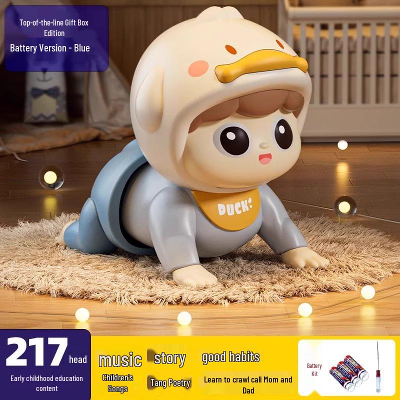 Baby Crawling and Learning Doll for 0-1 Year Olds – Head Lifting and Educational Training Toy for 3+ Months