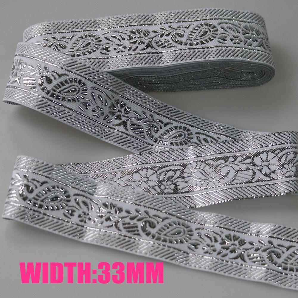 7 METER 25MM~40MM Gold Silver Vintage Ethnic Embroidery Lace Ribbon Boho Trim DIY Clothes Bag Accessories Embroidered Fabric