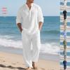 2026 Men's Casual Loose Fit Linen Sports Suit with Long Sleeves