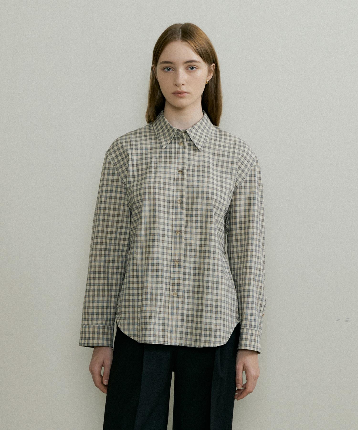 The Penny Check Ribbon Blouse - Beige Beige/Free