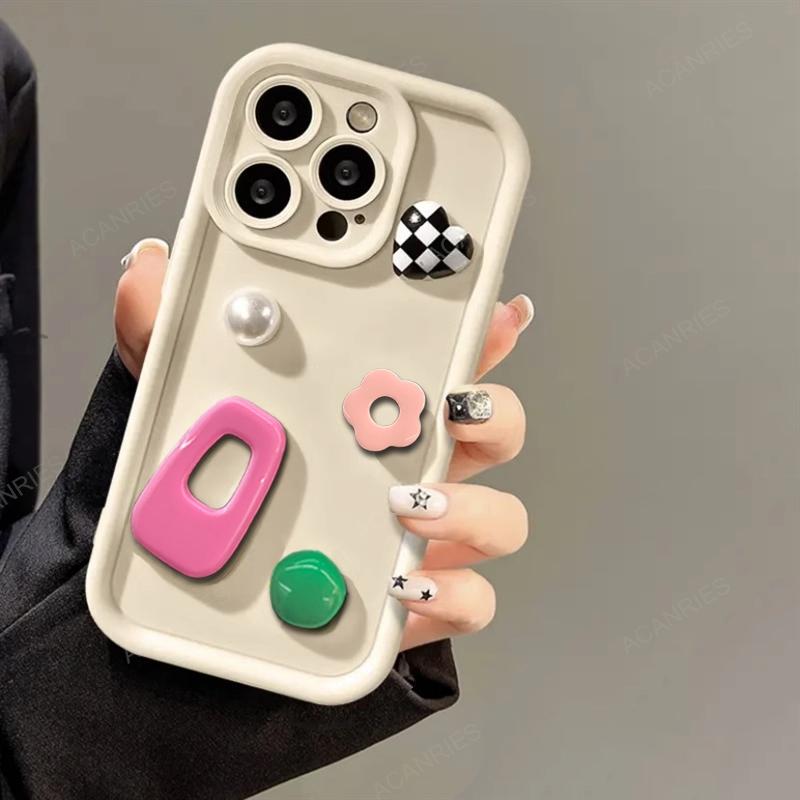 

Для Iphone 15 14 13 12 11 Pro Max 8 7 Plus SE XS XR X Cute 3D Ornament Silicone Soft Case 15pro 14pro 13pro 12pro 15plus Cover For Iphone 13Pro Max червоний