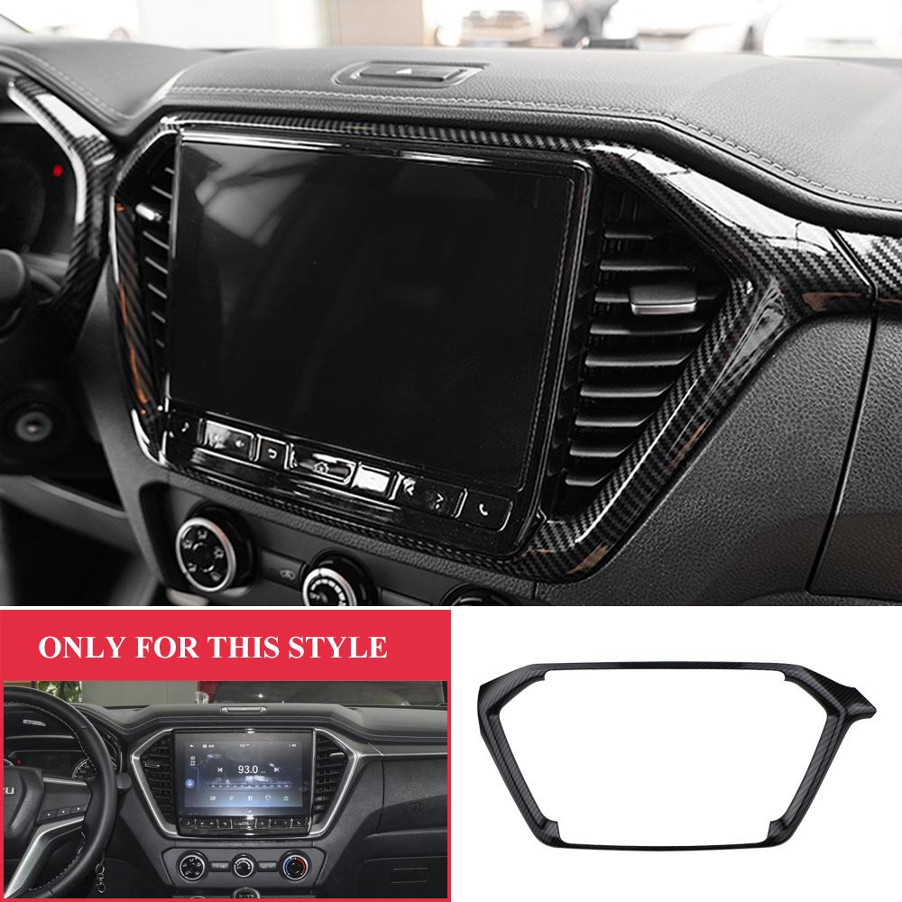 For ISUZU D-MAX DMAX 2021 - 2023 LHD Dashboard Central Control Trim Cover Navigation ABS Carbon Fiber Stickers Car Styling