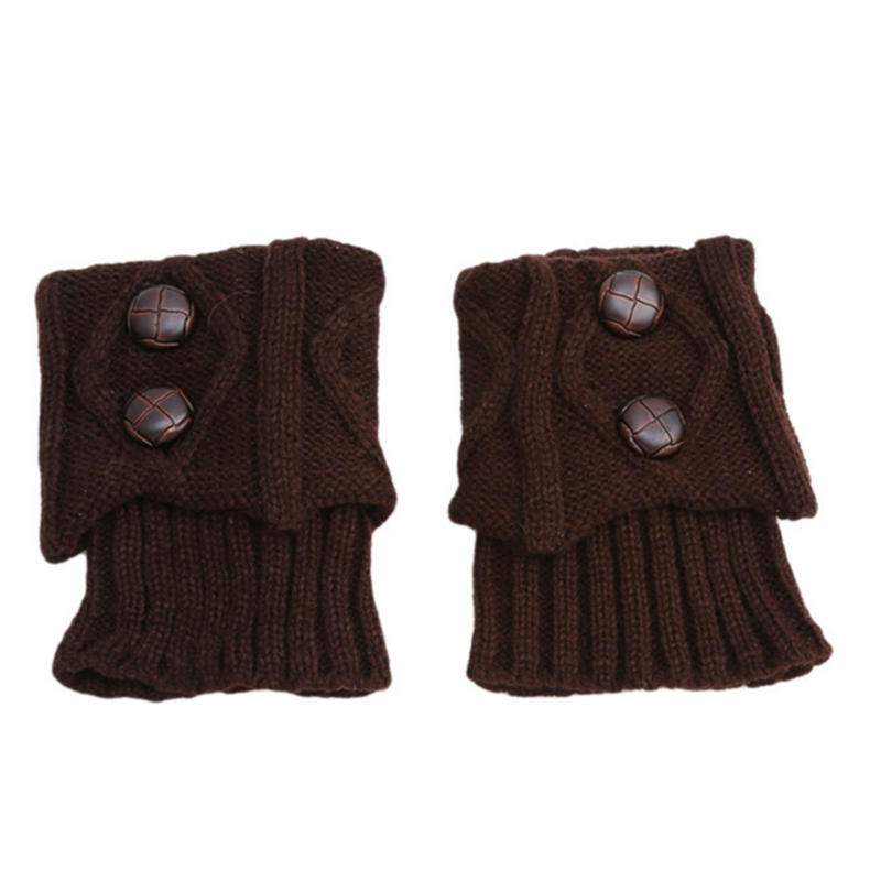 Women Winter Leg Warmers Lolita Sweet Girl Buttons Crochet Short Leg Warmers for Boot Lady Boot Knee High Boots
