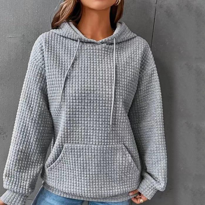 Maglione a maniche lunghe girocollo waffle tinta unita autunnale e invernale Top tinta unita