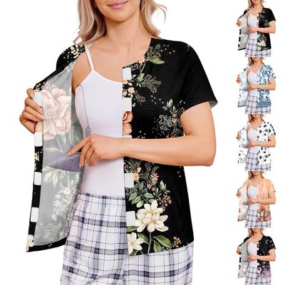 Women's Post-operative Short-sleeved  Color Shirt With Four Pockets
