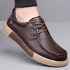 Fashion Men's Leisure Genuine Leather Shoes Fashion Male Skate Shoes Comfortable Leather Hiking Sneakers Outdoor Travel Driving Footwear