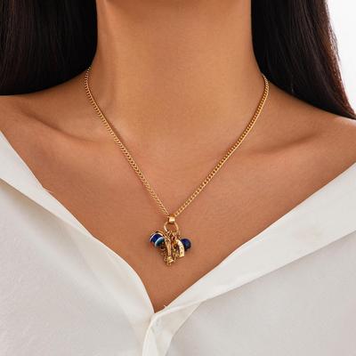 European-American Buddha's Hand Eye Pendant Necklace with Conch and Acrylic Beads