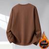 Men's Long-Sleeve Fleece-Lined Hoodie T-Shirt - Solid Color, Round Neck, Plus Size for Spring & Autumn