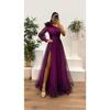Abito Maxi da Donna a Spalla Singola Manica Lunga Linea ad A Vita Media Elegante Abito da Sera in Tulle