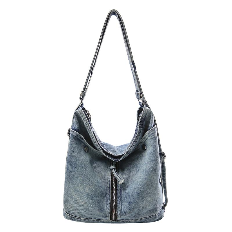 Vintage Denim Shoulder Bag Women's Multi-functional Backpack