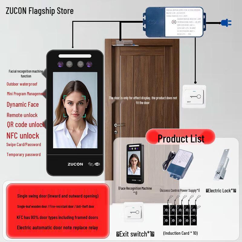 

ZUCON Dynamic Face & QR Code Access Control System CN plug (adapter included)