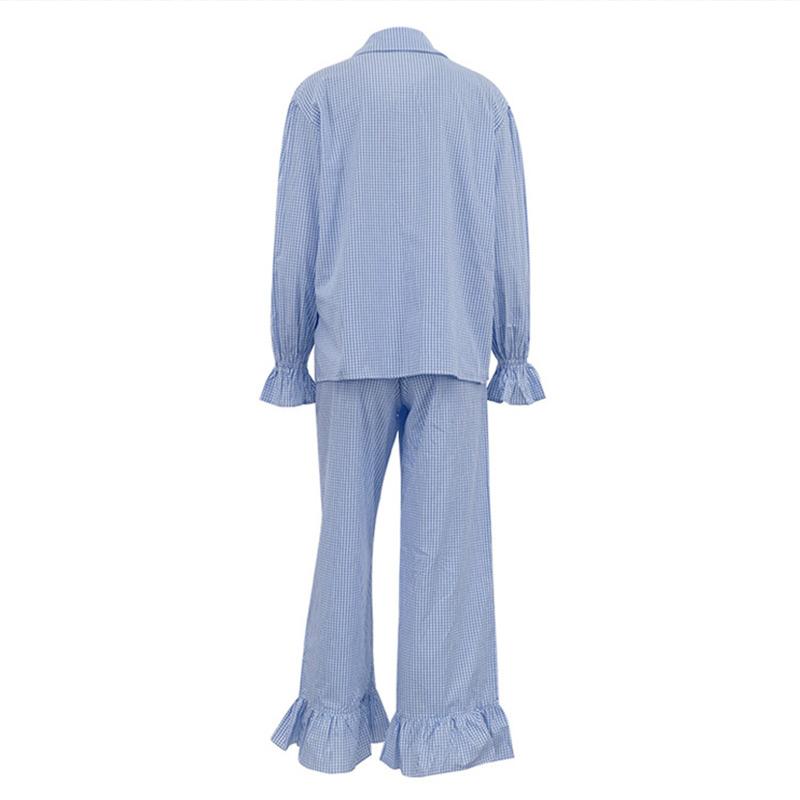 Shirt Lotus Leaf Side Length Pants Two Piece Set Spring Women Long Sleeves Lapel Blouse+High Waist Loose Trousers Female Outfit