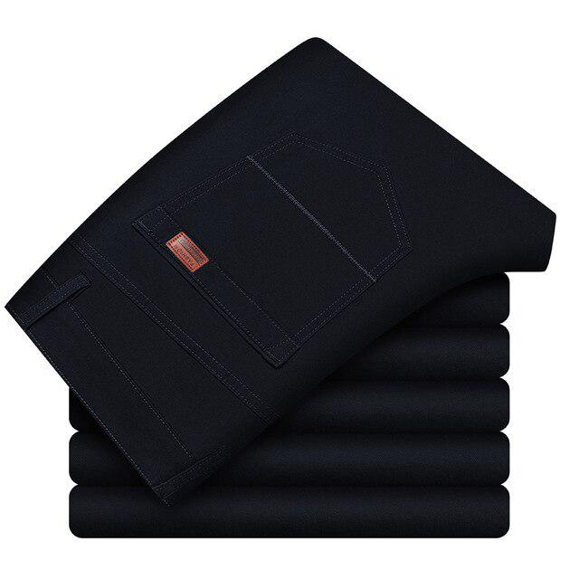 Herren-Freizeithose in Übergröße, Business-Twill-Baumwolle, normale lange Hose