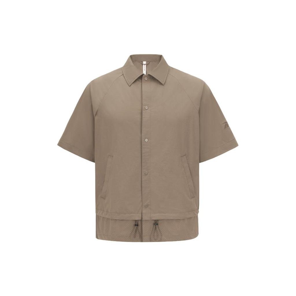 Reebok Solid Color Classic Fashion Sports Comfortable Loose Short Sleeve Shirt Men Shirts Khaki 23RCS805UGR1
