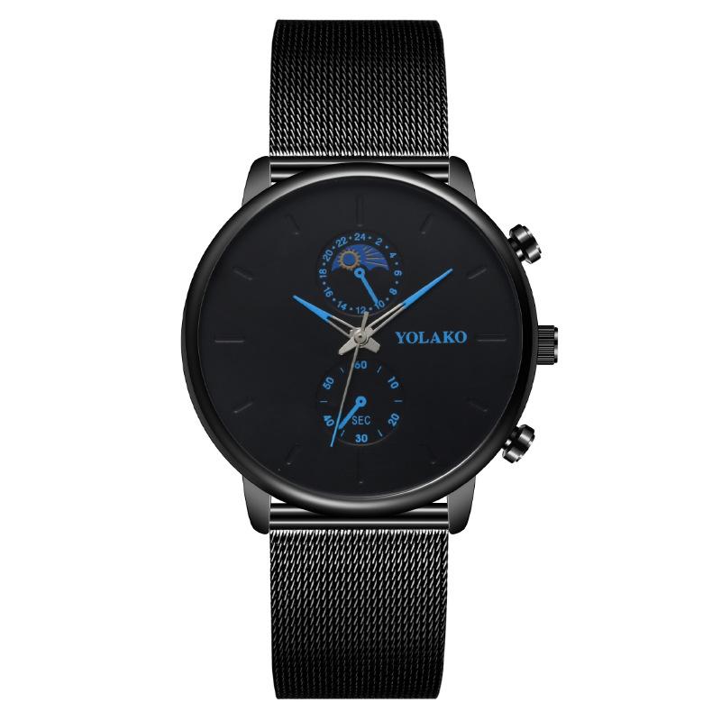 

Popular fashion two-eyed moon men s watch men s watch Milan quartz watch with mesh belt