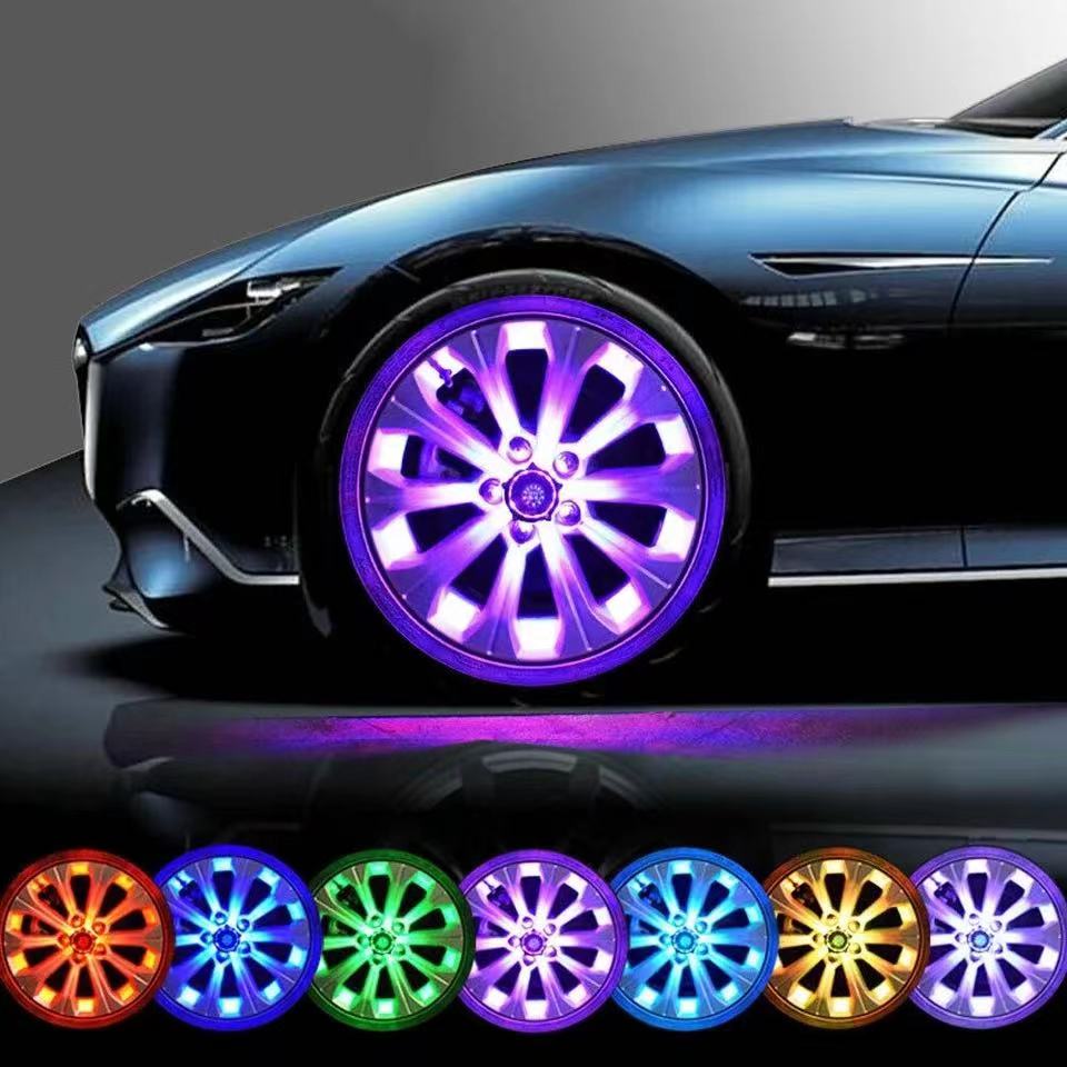 1/2/3/4pcs Solar Energy Flash LED Light Car Wheel Light Hub Bulb Tire Tyre Valve Cap Lamp Led Lights Car Accessories