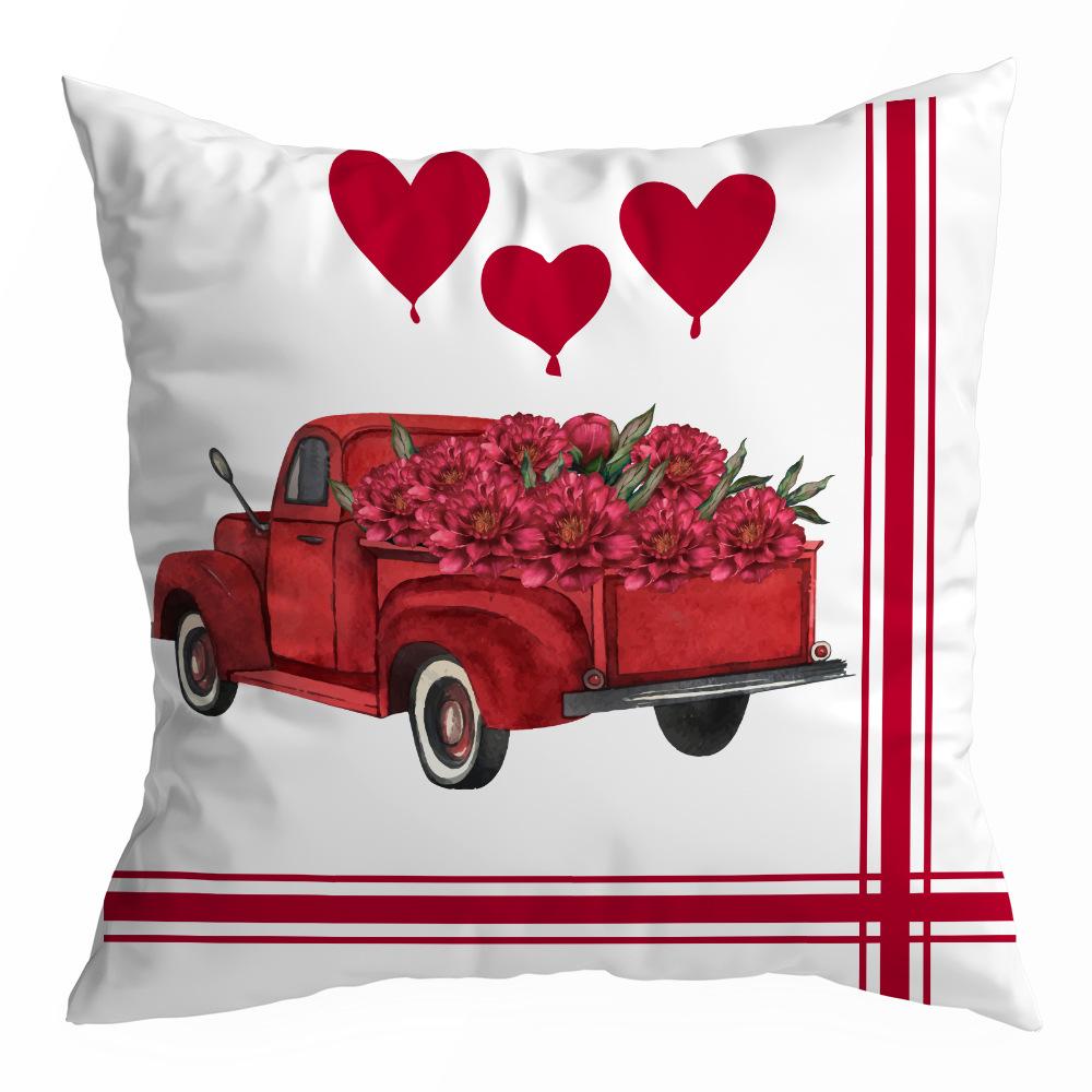 Valentine's Day Pillowcase, Peach Skin Velvet Heart Print Home Fabric Sofa Pillow, Car Waist and Back Cushion Cover