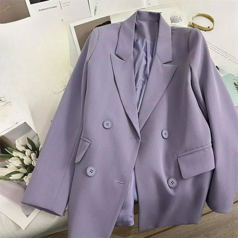

Taro Purple Suit Jacket Women s Design Sense with Double-breasted Solid Color Multicolor Small Z Suit S фиолетовый