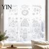 Christmas Party Window Ornaments 9Pcs Clings, Static Glass Stickers, Reusable White Line Hand-Painted Decals Stickers for Holiday Home Decorations,