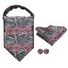Hi-Tie Men Business Cravat Silk Ascot Scarves Grey Paisley Tie Set for Men Handkerchief Cufflink Set