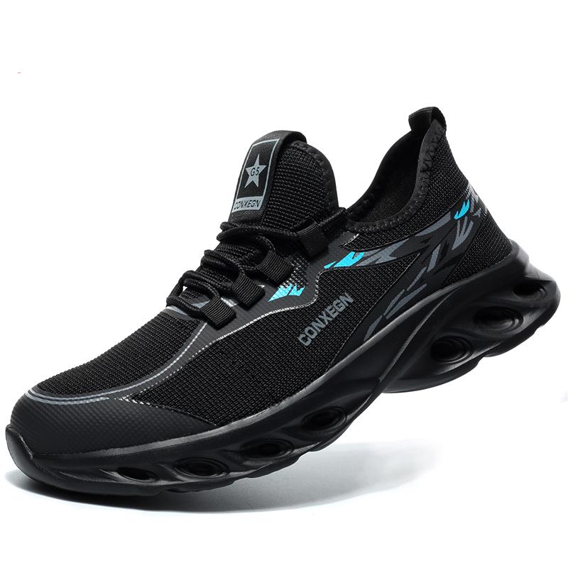 Men'S Sports Safety Shoes Anti Smashing Anti Piercing Work Shoes Steel Toe Protective Boots Indestructible Shoes Security Boots