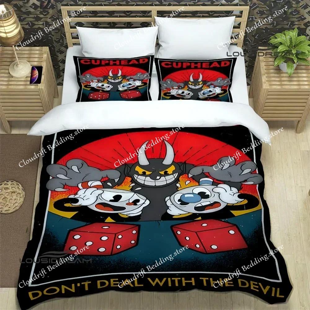 Cuphead Cartoon Druck Bettwäsche Sets Exquisite Bettwaren Bettbezug Set Bettdecke Luxus Mode Polyester Bettdeckenbezug