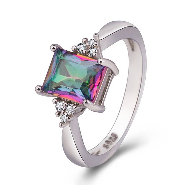 Metal Square Colours Ring Small Accessories Simple Personality Jewelry Fashion