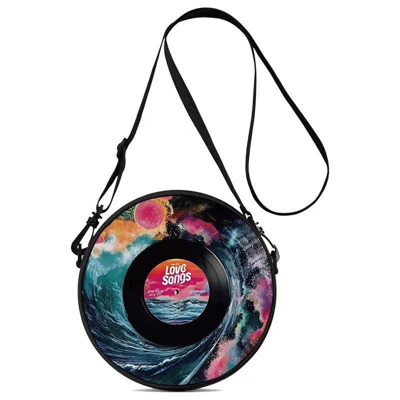 Borsa Rotonda in Vinile Retrò, Borsa Cosmetica da Cabina, Borsa Portaoggetti da Cabina, Borsa da Viaggio Multifunzionale, Borsa Rotonda.