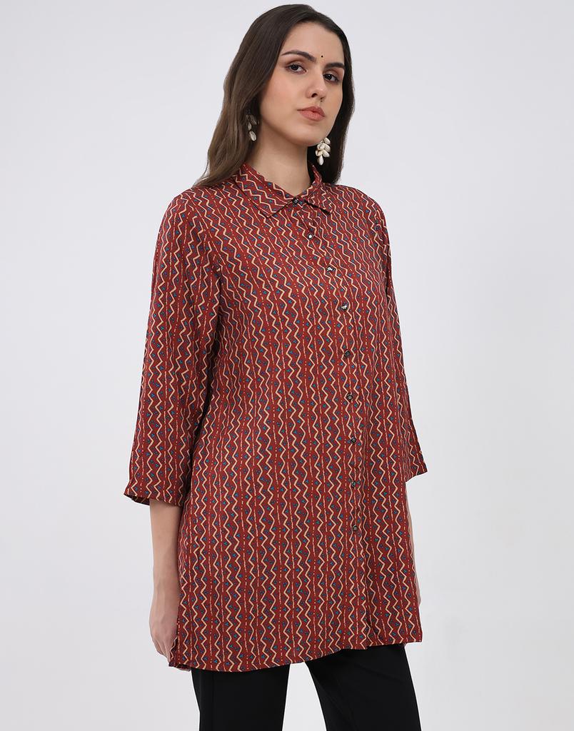 MONTE CARLO Women's Collar 3/4 Sleeve Kurti