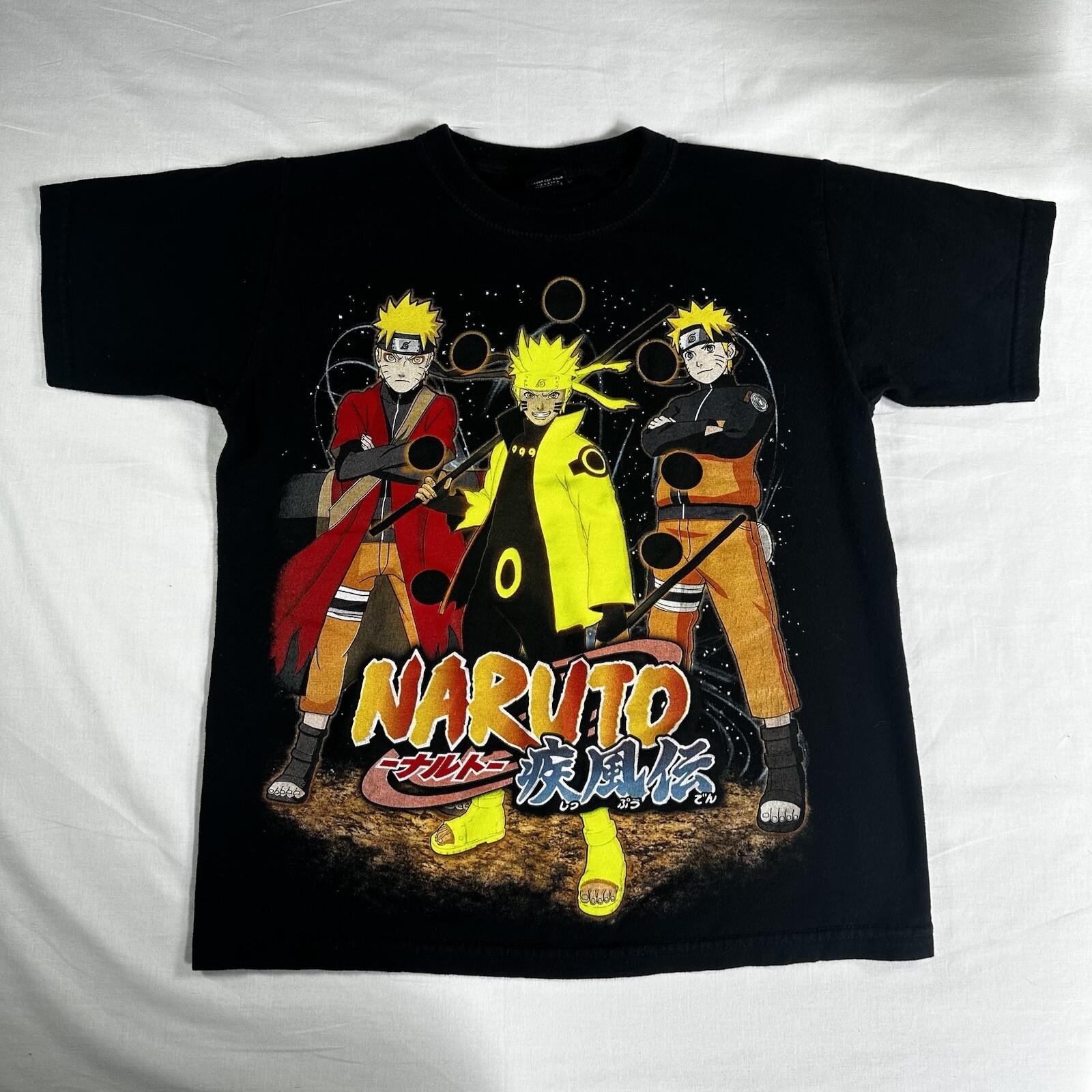 Vintage Rockstar Naruto Uzumaki Hokage  Small Black Anime 2002 Cotton Unisex T-Shirt XL