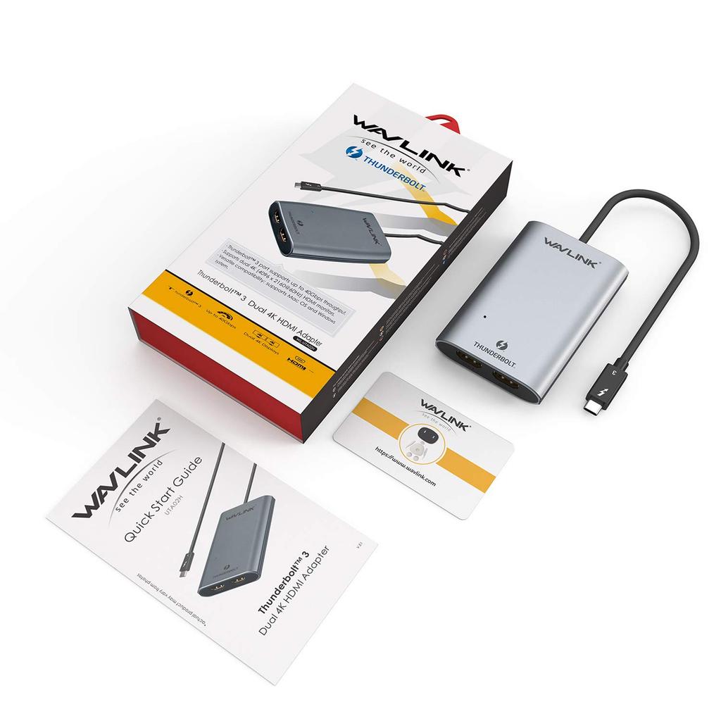 WAVLINK Thunderbolt 3 Mini Docking Station with HDMI Adapter, Dual 4K or Single 5K Display Adapter, Thunderbolt 3 Dual 4K or Single 5K