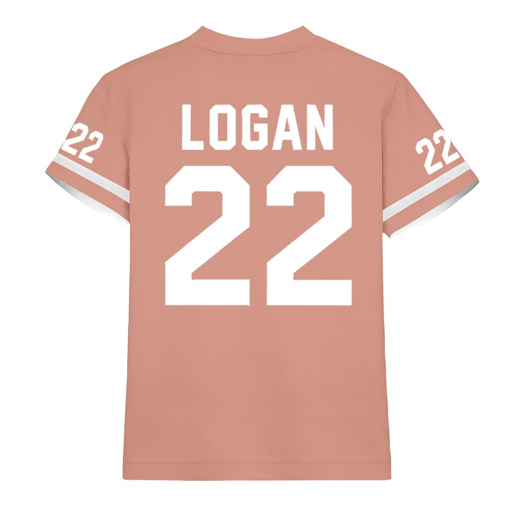 Women Fashion Jersey Style Casual Sports Top V Neck Loose Fit Short Sleeve Lightweight Pullover Shirt with University Logo and Number Print