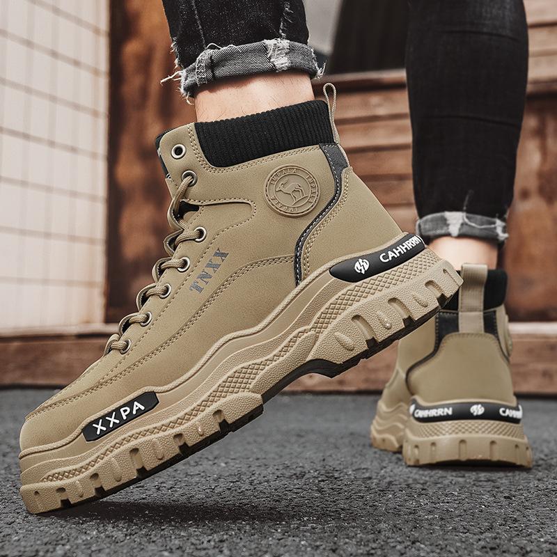 Men's shoes autumn and winter new outdoor high-top casual tooling boots retro men's Martin boots thick-soled heightening short boots