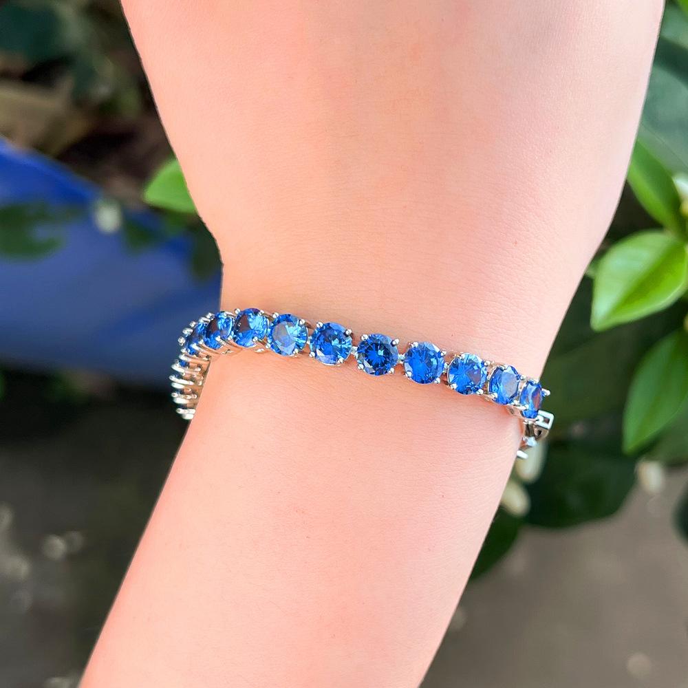 Blue Single Row Full Diamond Bracelet Women'S Personality Exquisite Temperament Light Luxury Jewelry