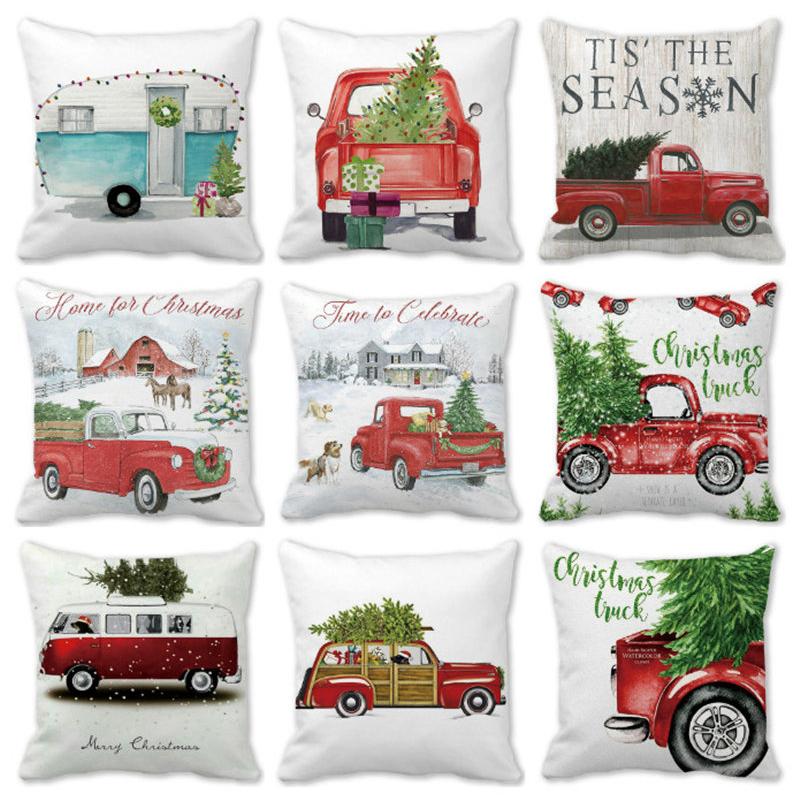 

Рождественская наволочка, Рождественская елка, красный грузовик, принт снежинки, наволочка для сиденья, дивана, наволочка